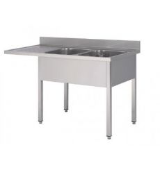 Plonge inox 2 bacs avec emplacement lave vaisselle largeur 700 mm