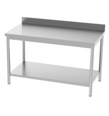 Table inox adossée avec étagère profondeur 700mm