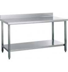 Table inox adossée avec étagère profondeur 700mm